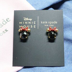 Kate Spade Disney Minnie Stud Earrings Black Gold